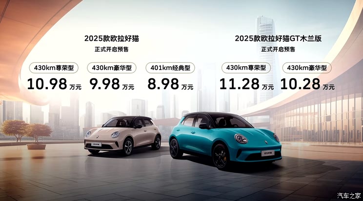 2025款欧拉好猫预售8.98万元起 智能化全面升级 售价降低